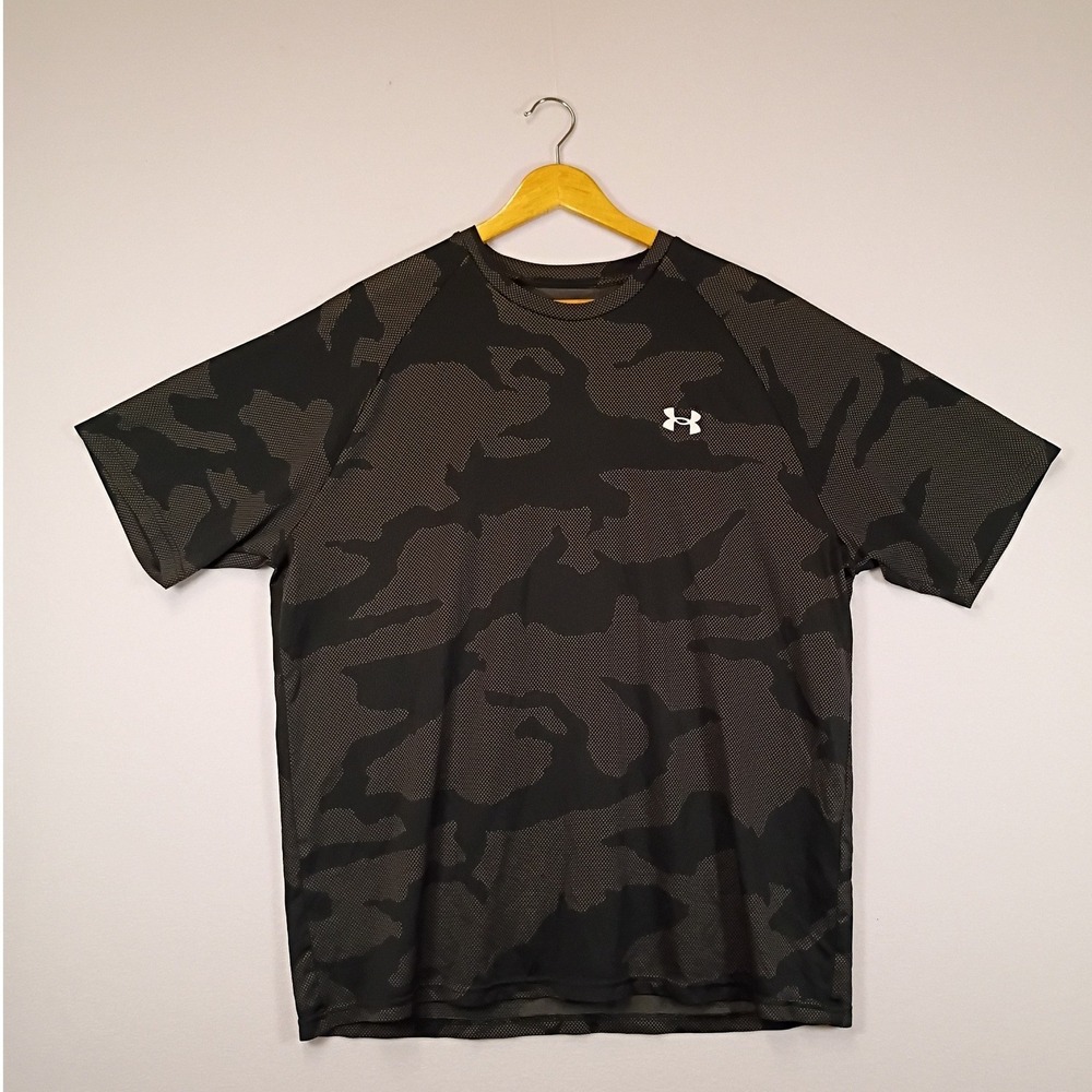 Tactical Under Armour Mens XL Black Camo Mesh Short Sleeve Training Shirt